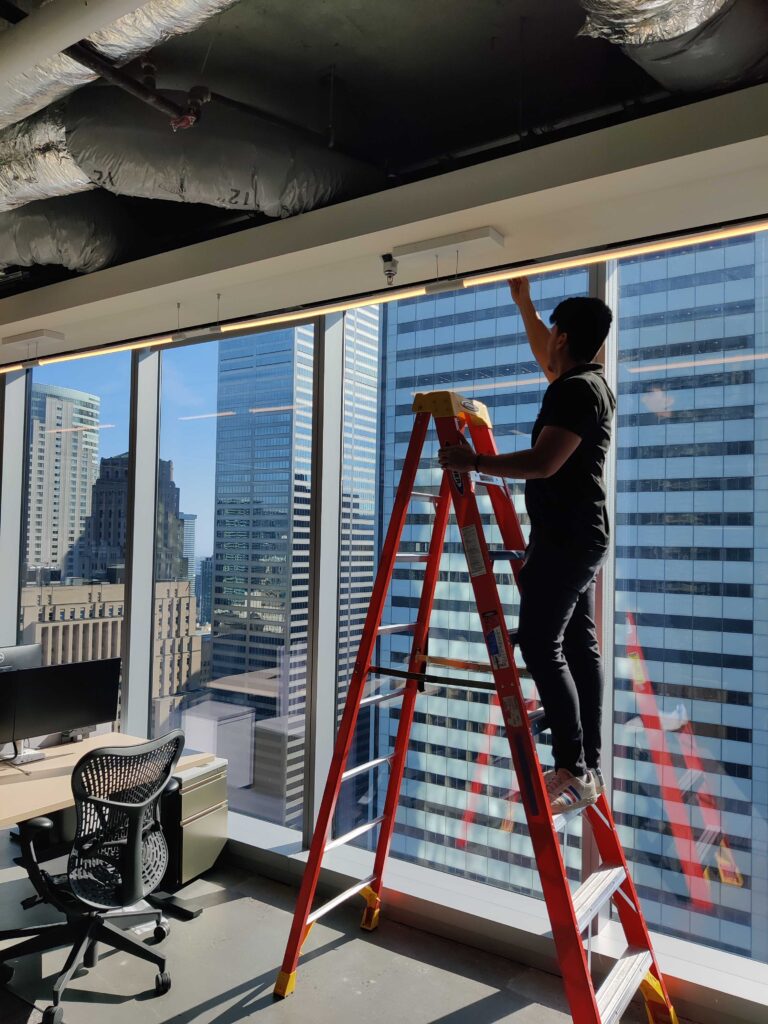 Team installing smart sensors in Toronto office